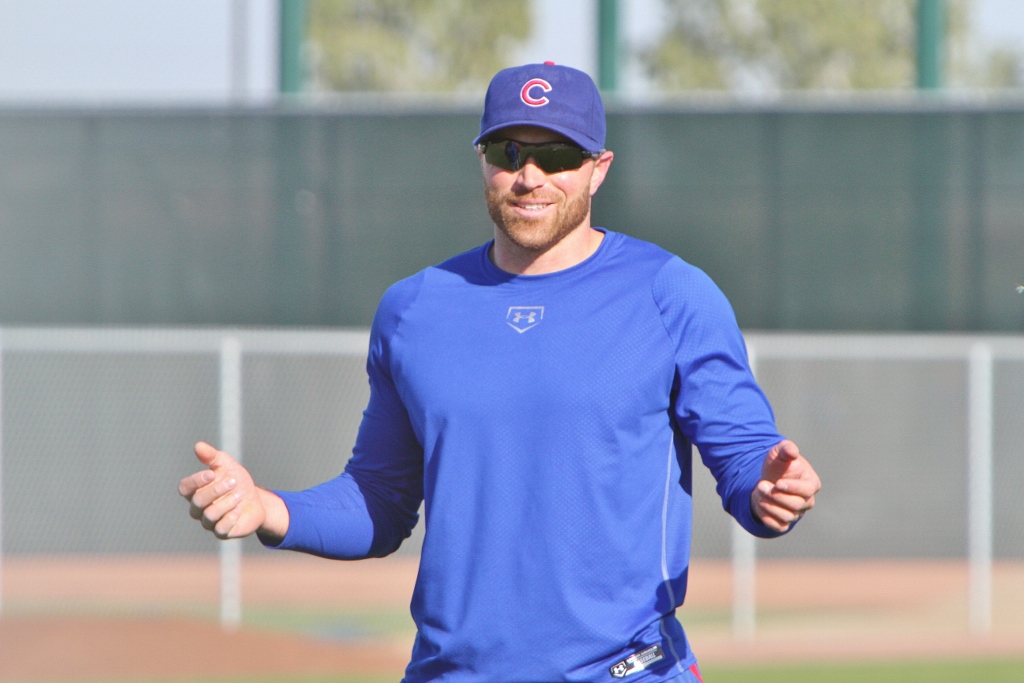 Nate Schierholtz works out at new Cubs Park in Mesa, AZ