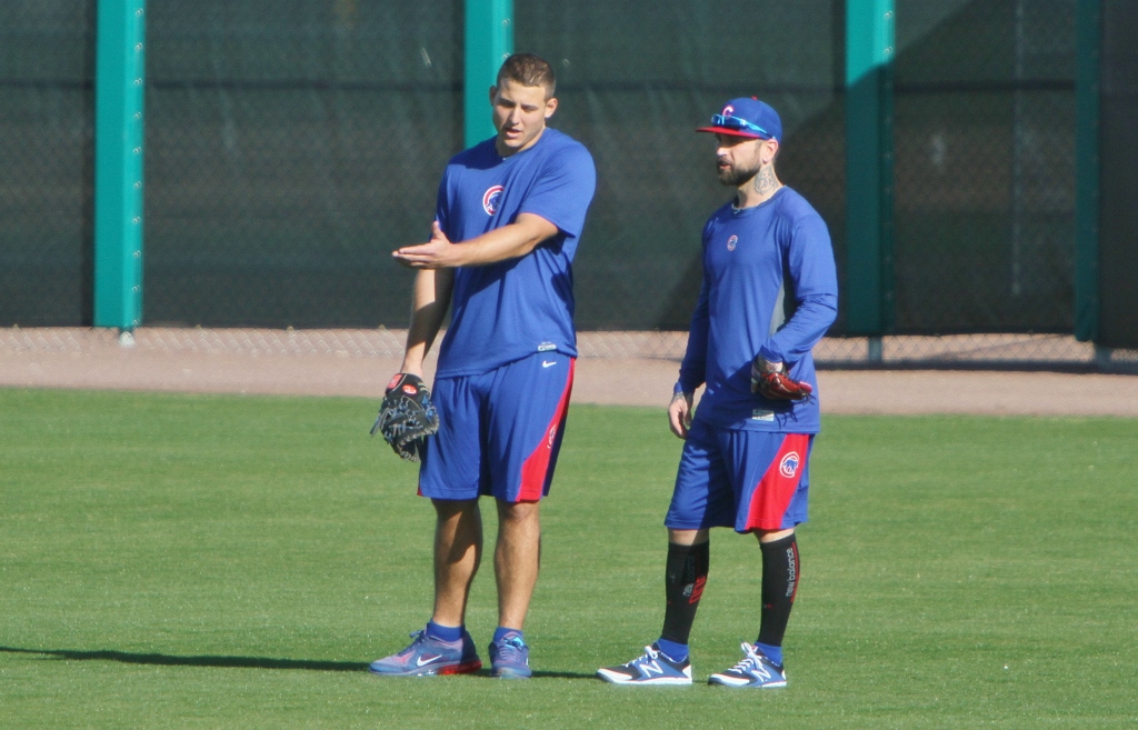Anthony Rizzo and Ryan Roberts at new Cubs Park in Mesa, AZ