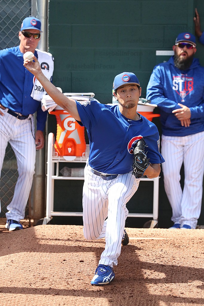 Darvish in warms up